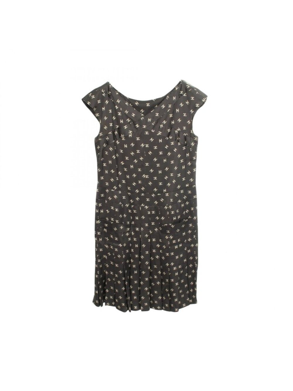 Chanel Dress CC Logo Sleeveless Silk